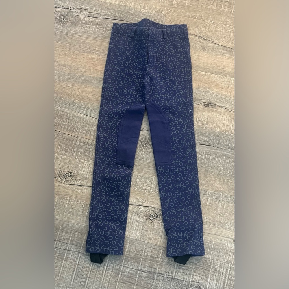 Dublin Kids 6 Navy horseshoe Printed Riding pants with stirrups girl